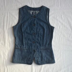 GAP Blue Denim Button-Up Vest